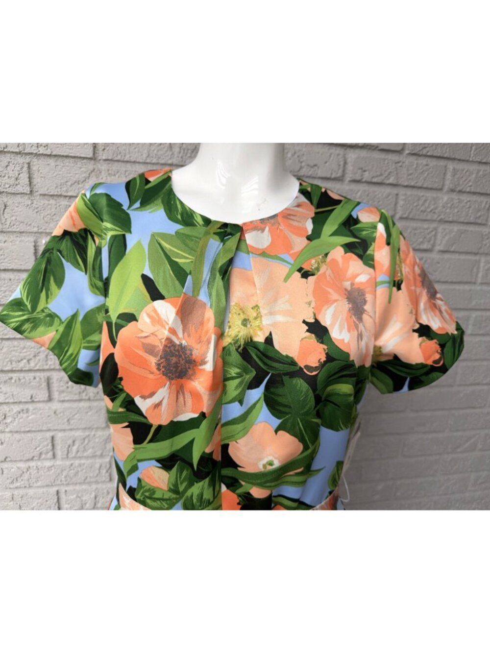 Tahari ASL Women's Floral Belted Pleated Short Sleeve Dress Size 8 - Picture 9 of 16